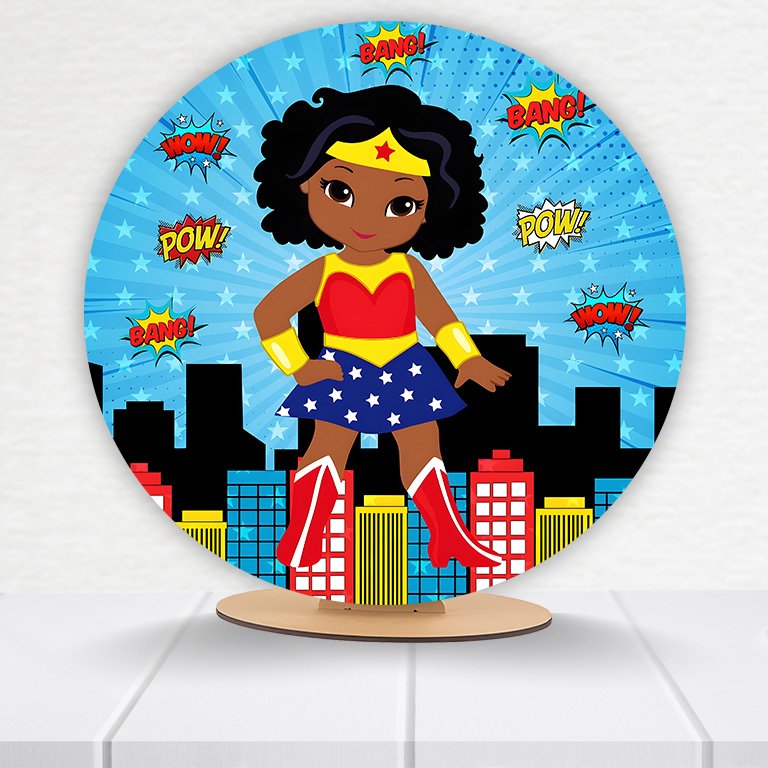 Painel Redondo Mulher Maravilha 50x50cm  PAINEL568 - Imagem 7