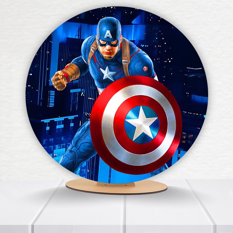 Painel Redondo Capitão America 50x50cm  PAINEL851