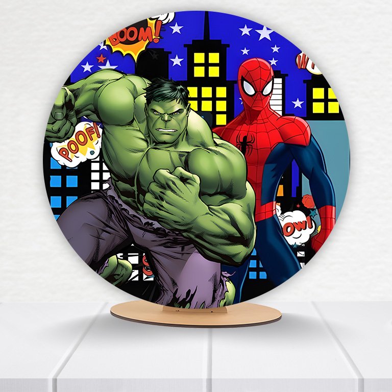 Painel Redondo Heróis 50x50cm  PAINEL933