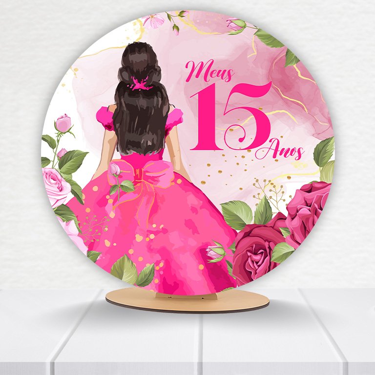 Painel Redondo 15 Anos 50x50cm  PAINEL405 - Imagem 4